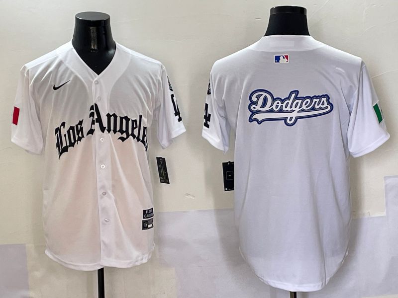 Men Los Angeles Dodgers Blank White Five generations Joint Name 2025 Nike MLB Jersey style 15